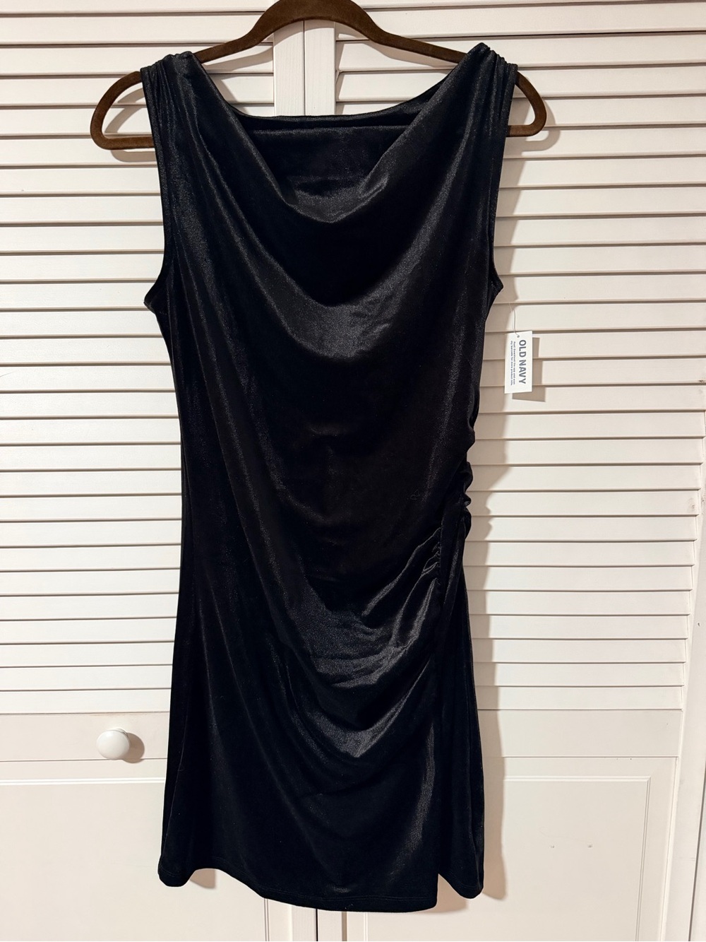 Old Navy Black Velvet Sleeveless Cowl Neck Mini Dress Size M